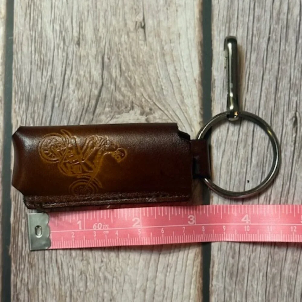 Vintage Tooled Leather Lighter Holder — Motocross Dirt Bike Rider (NOS)
